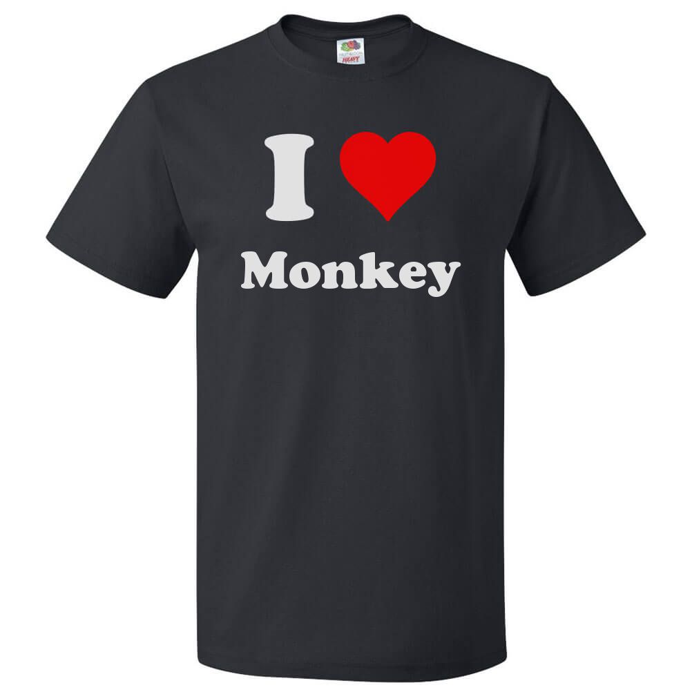 I Love Monkey T shirt I Heart Monkey Tee